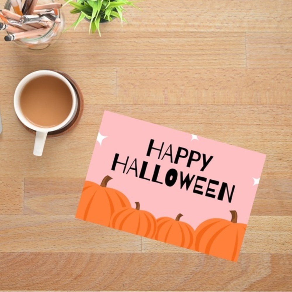 Happy Halloween Post Card with Pumpkins